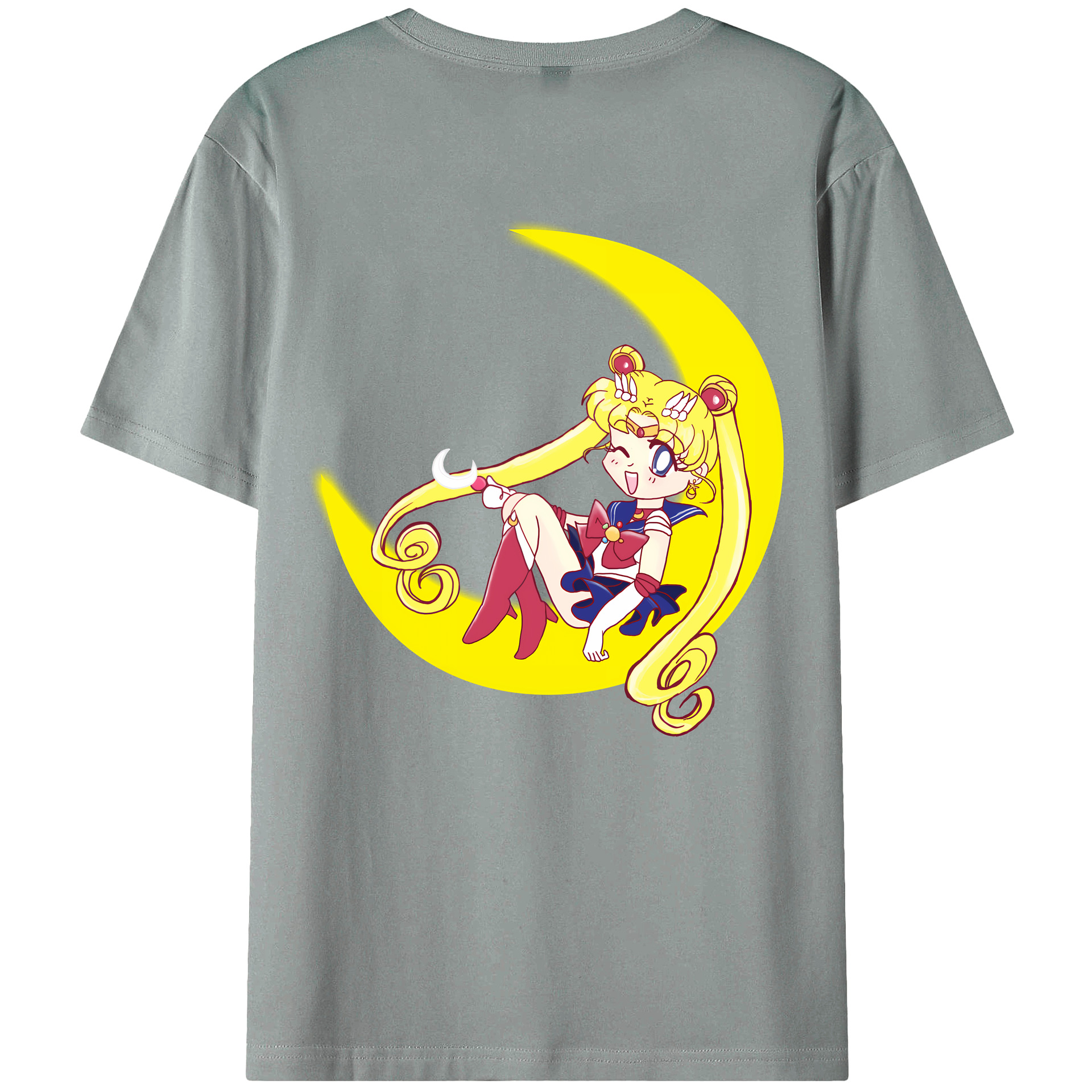 （画像用） 美少女戦士セーラームーン 月野 うさぎ つきの うさぎ Sailor Moon Tsukino Usagi 綿100％ メンズ半袖Tシャツ（バックプリント） 通気性